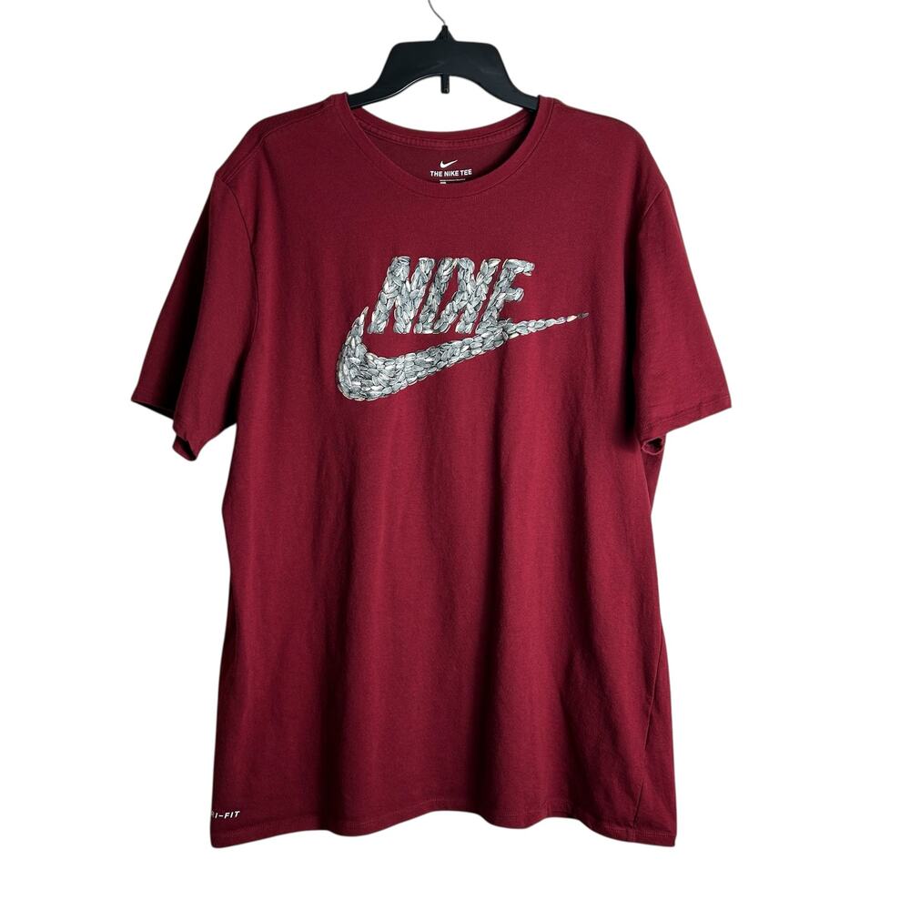 Nike XXL The Nike Tee Burgundy T-shirt Top Sunflower Seeds Swoosh Dri Fit